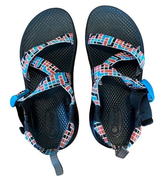 Chaco Girl orUnisex Z/1 Ecotread Sports Water Sandal Wide Strap SZ 4 Blue Orange - Picture 6 of 10